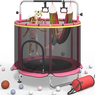 Kids Trampoline, Adjustable Toddler Trampoline with Safety Enclosure