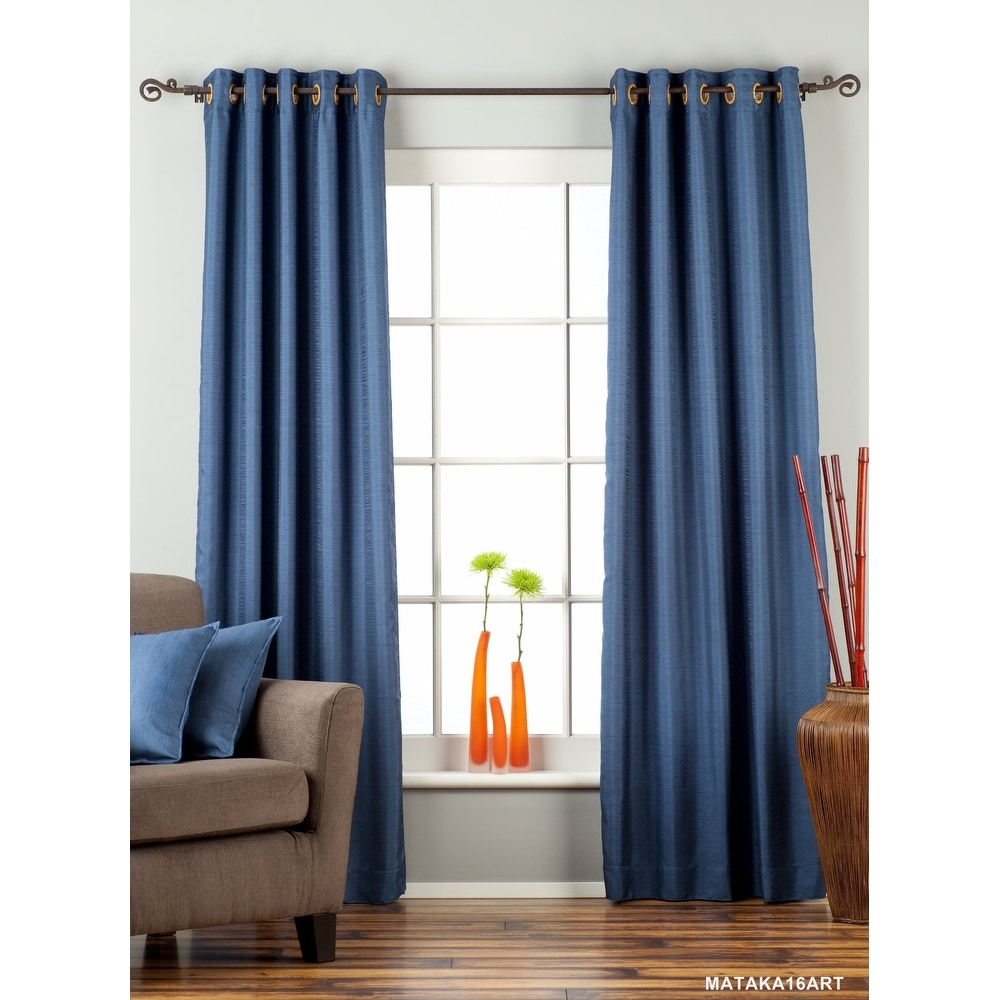 Blue Ring Top Matka Raw Silk Curtain / Drape / Panel - Piece. Opens flyout.