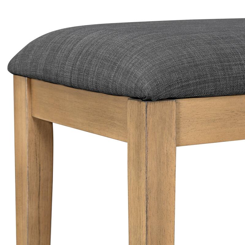 6-Piece Extendable Dining Set with Removable Leaf, Wood Kitchen Table Set with Bench and 4 Upholstered Chairs