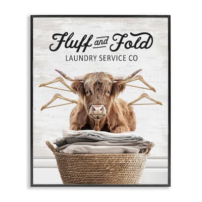 Stupell Vintage Fluff & Fold Cattle Framed Giclee Art Design By Lettered and Lined