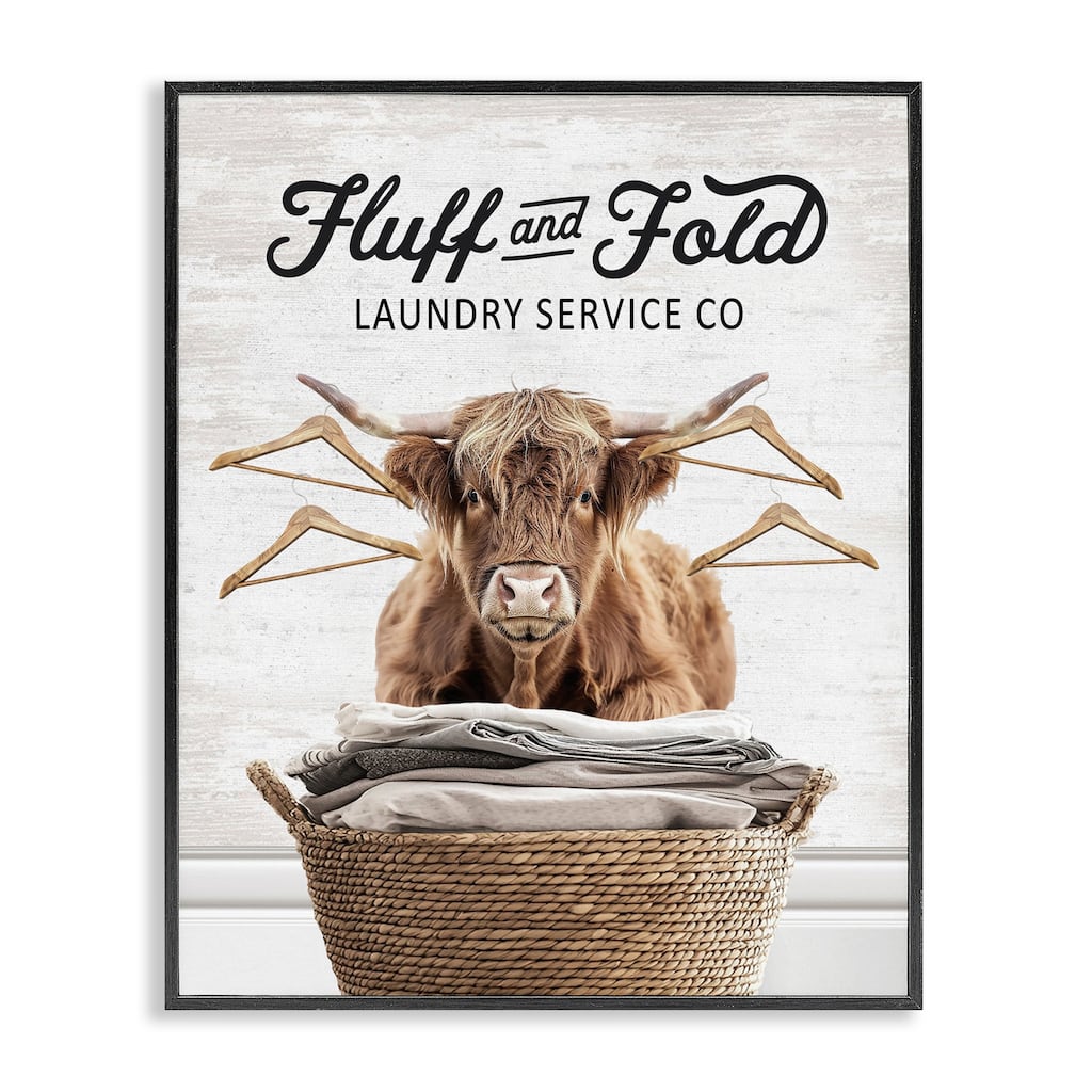 Stupell Vintage Fluff & Fold Cattle Framed Giclee Art Design By Lettered and Lined