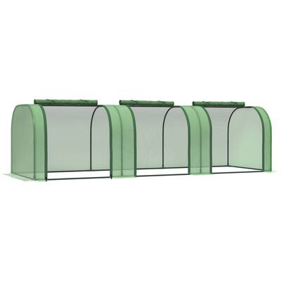Mini Greenhouse, Portable Tunnel Green House with Roll-Up Zippered Doors, UV Waterproof Cover, Steel Frame, Green