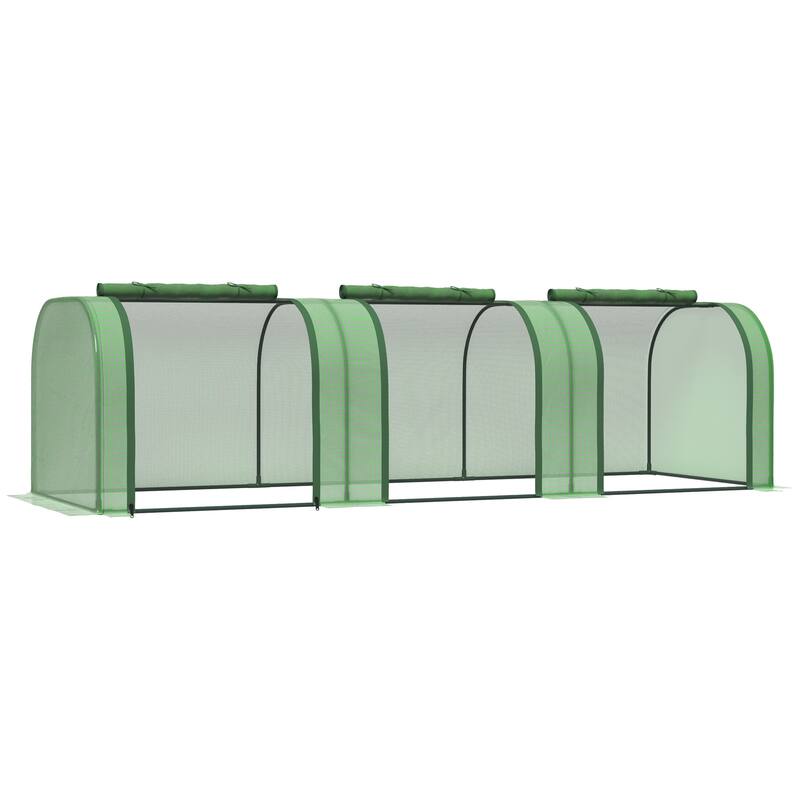 Outsunny 10' x 3' x 2.5' Mini Greenhouse, Portable Tunnel Greenhouse with Roll-Up Zippered Doors, UV Waterproof Cover