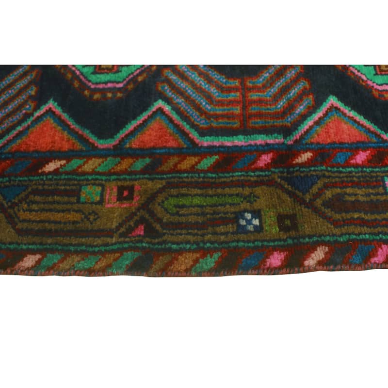 Fine Vintage Distressed Adriana Navy/Brown Runner - 3'4" x 10'0"