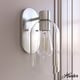 preview thumbnail 1 of 18, Hunter Lochemeade 1 Light Wall Sconce, Damp Rated - Bathroom, Hallway, Bedroom - Modern Farmhouse, Contemporary, Industrial Brushed Nickel-Clear Seeded Glass