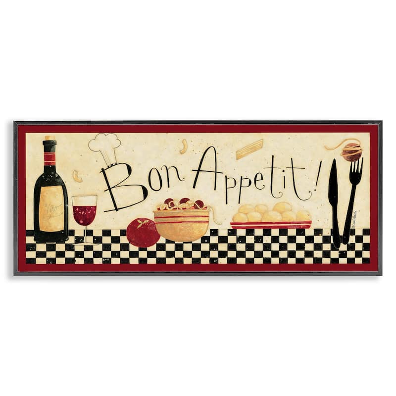Bon Appetit Kitchen Framed Wall Art - 10 x 24 - Wood - Black