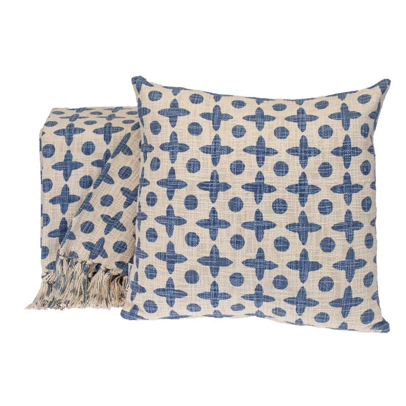 Abstract Square Cotton Throw Pillow - 18" - Yellow and Beige