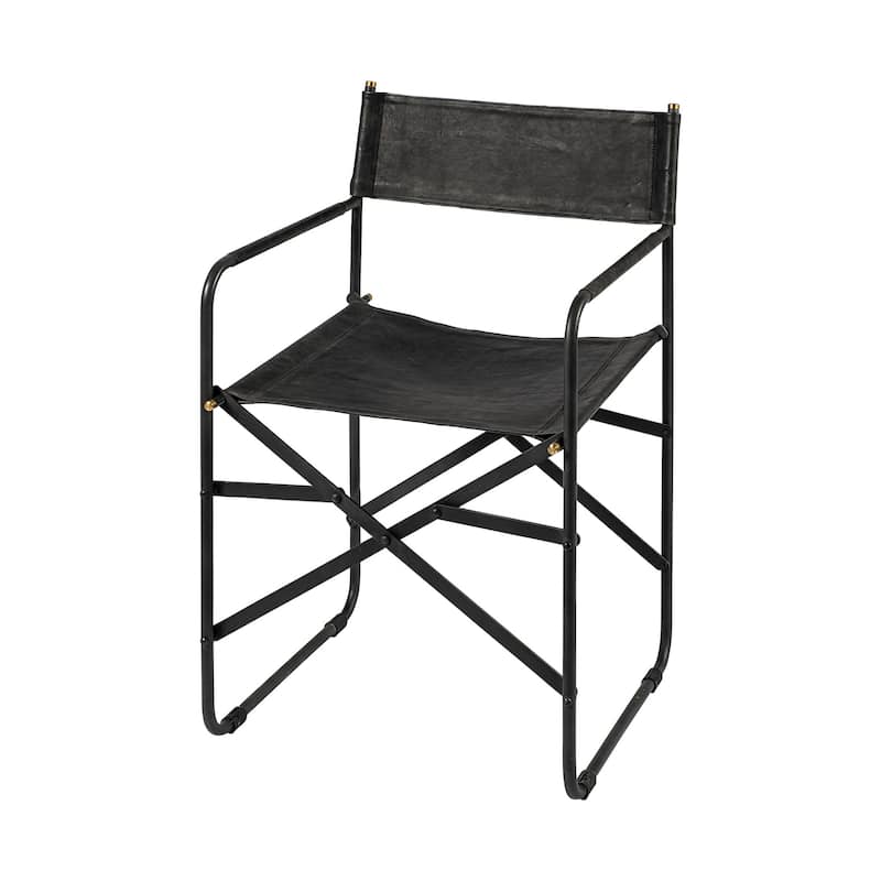 Leather Metal Open Back Dining Armchair with Legs for Living Room - 19.7” x 21.7” x 33”