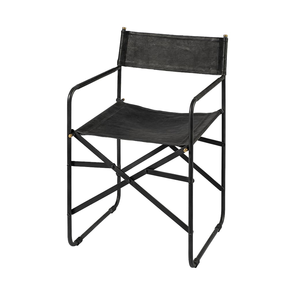 Leather Metal Open Back Dining Armchair with Legs for Living Room - 19.7” x 21.7” x 33”