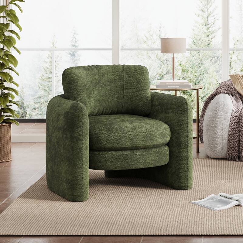 Accent Chairs, Living Room Chairs Upholstered Barrel Armchair for Living Room - Green