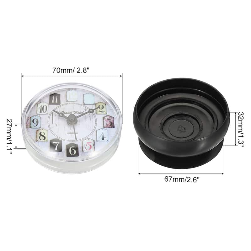 Waterproof Shower Clock Mini Bathroom Mirror Wall Clocks w Suction Cup - Black - Black