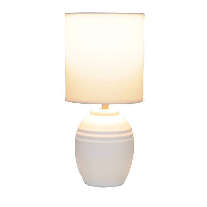 Ceramic Mini Jar Table Lamp with Fabric Drum Shade for Bedroom, Living Room - 6 x 6 x 13 in. (L x W x H)
