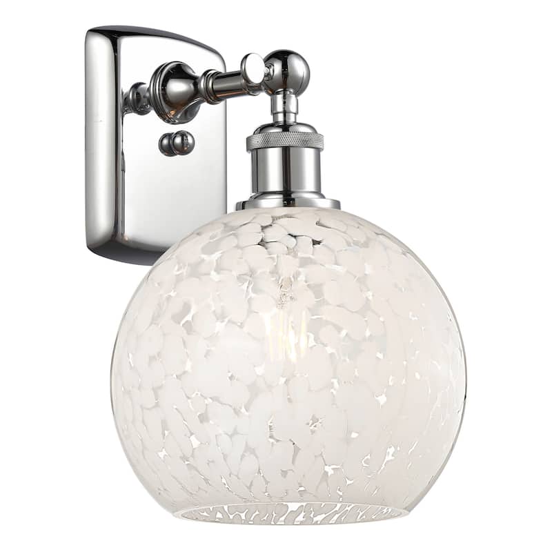 Innovations Lighting 516-1W-11-8 White Mouchette Sconce White - Polished Chrome / White Mouchette