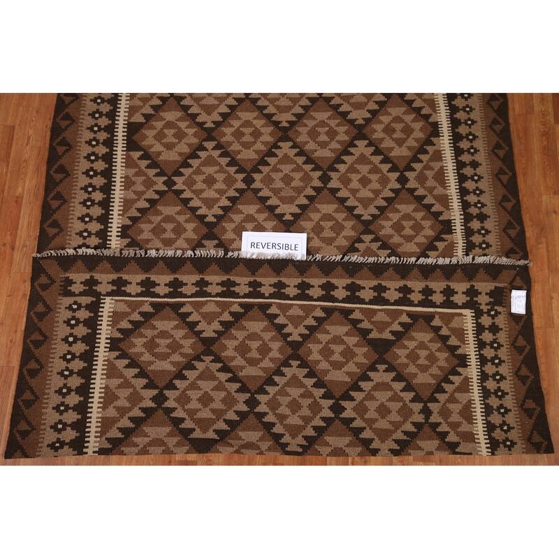 Geometric Kilim Oriental Area Rug Hand-woven Wool Carpet - 6'9"x 9'9"