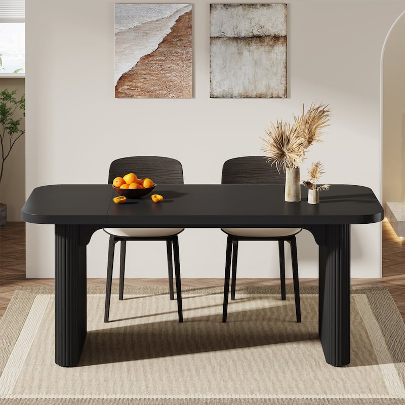 62'' Rectangular Dining Table for 4-6, Wooden Dinner Tables for Kitchen