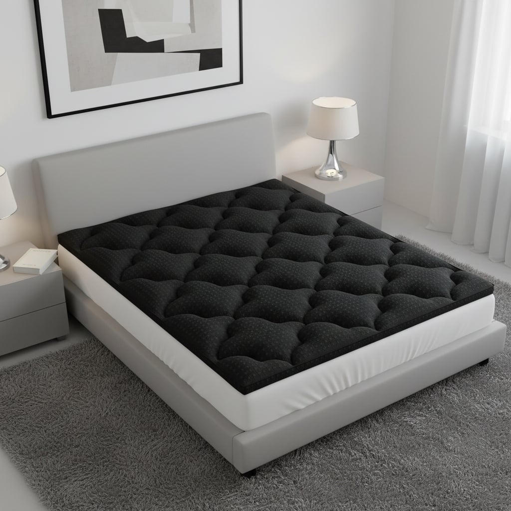 2" Black Cotton Twin Mattress Topper