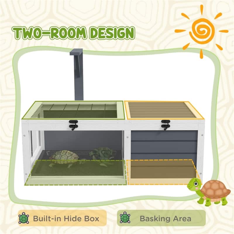 Habitat Tortoise House with Lamp Holder and Two Openable Lid - 32" L x 19" W x 12.5" H