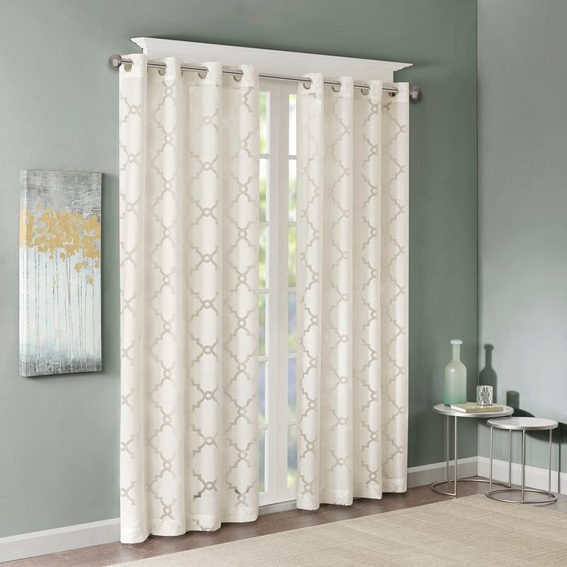 Madison Park Laya Fretwork Burnout Sheer Curtain Panel