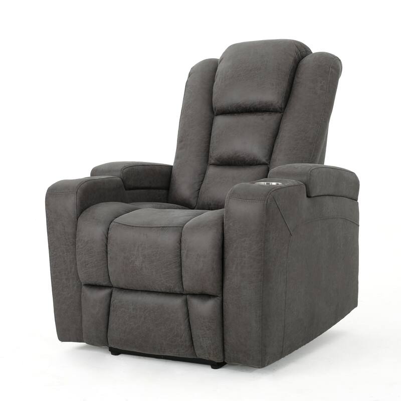 Large Power Recliner Chair with Arm Storage, Cup Holders and USB Port, Slate