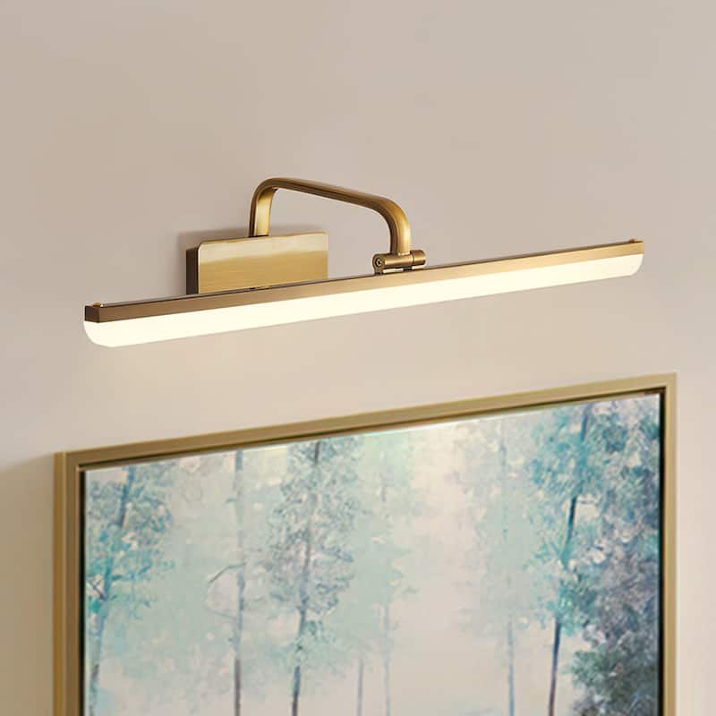 Minimalist Bathroom Linear LED Vanity Wall Light Brass Picture Light - 15.7in/3000K