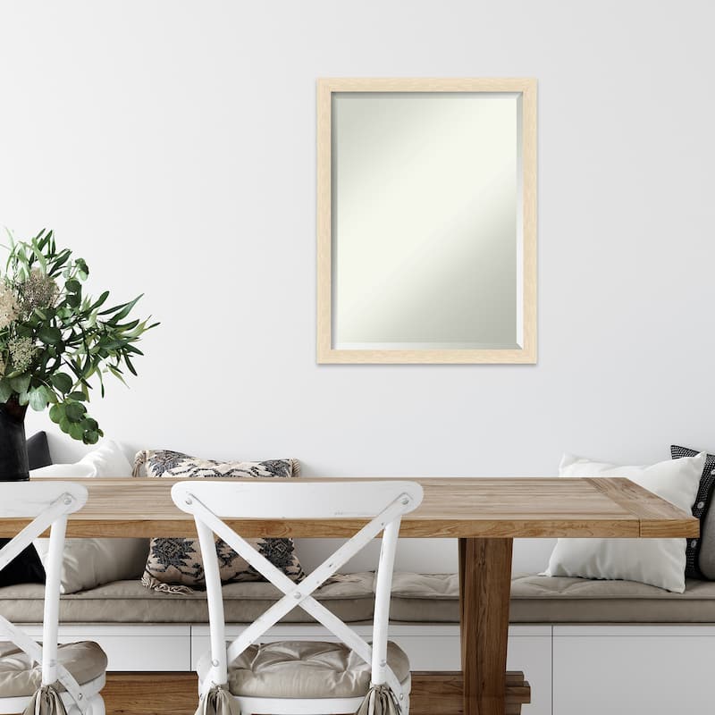 Woodgrain Stripe Beveled Wood Framed Wall Mirror