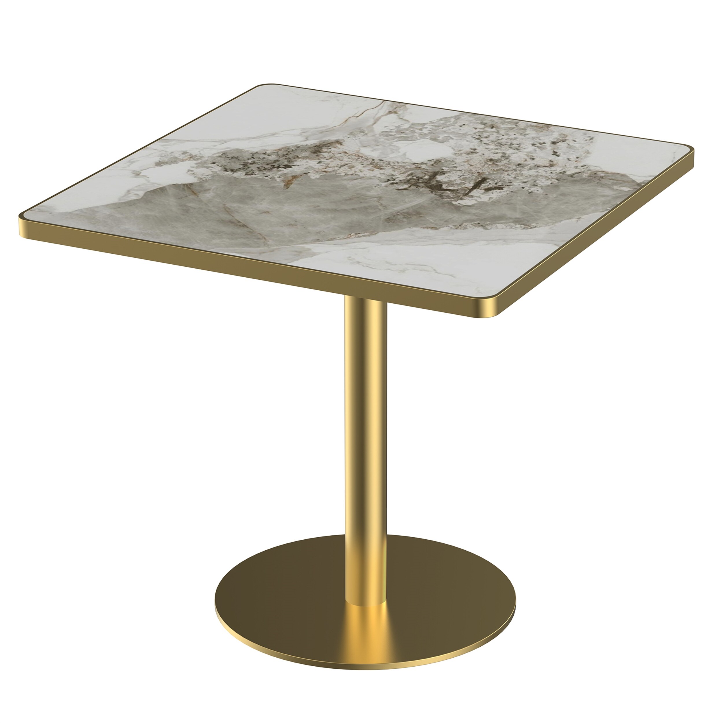 Dinning Table with Faux Marble Top, Sturdy Aluminum Frame, Gold Legs