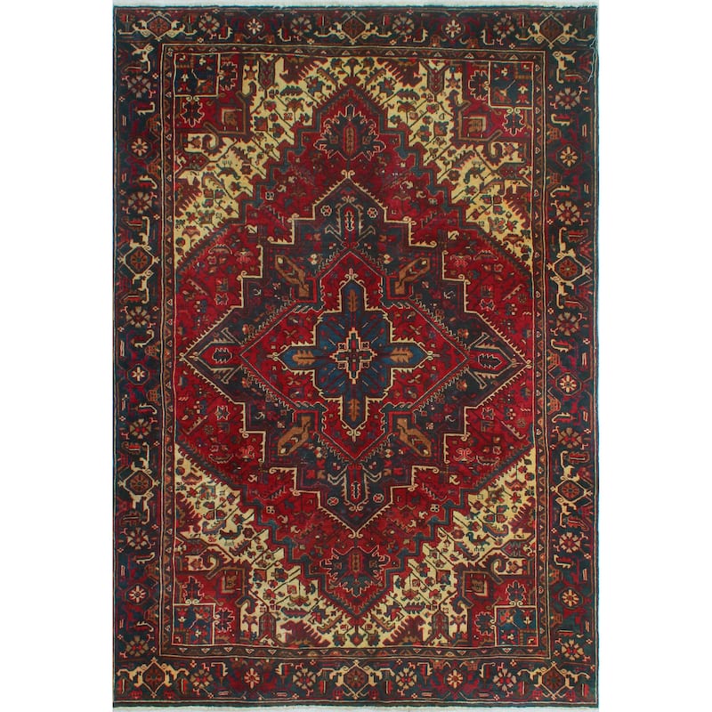 Fine Vintage Heriz Selma Red/Navy Rug - 6'4" x 9'3"