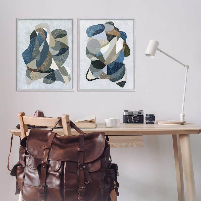 Stupell Neutral Geometric Patterns Framed Giclee Art Design By Coco Good (Set of 2)