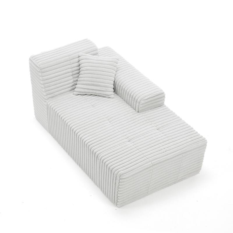 32" W No Assembly Required Plush Corduroy Chaise