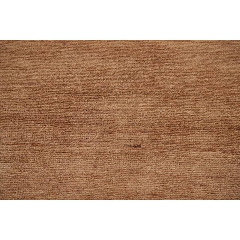 Light Brown Modern Gabbeh Oriental Area Rug Hand-Knotted Wool Carpet - 6'7" x 9'10"