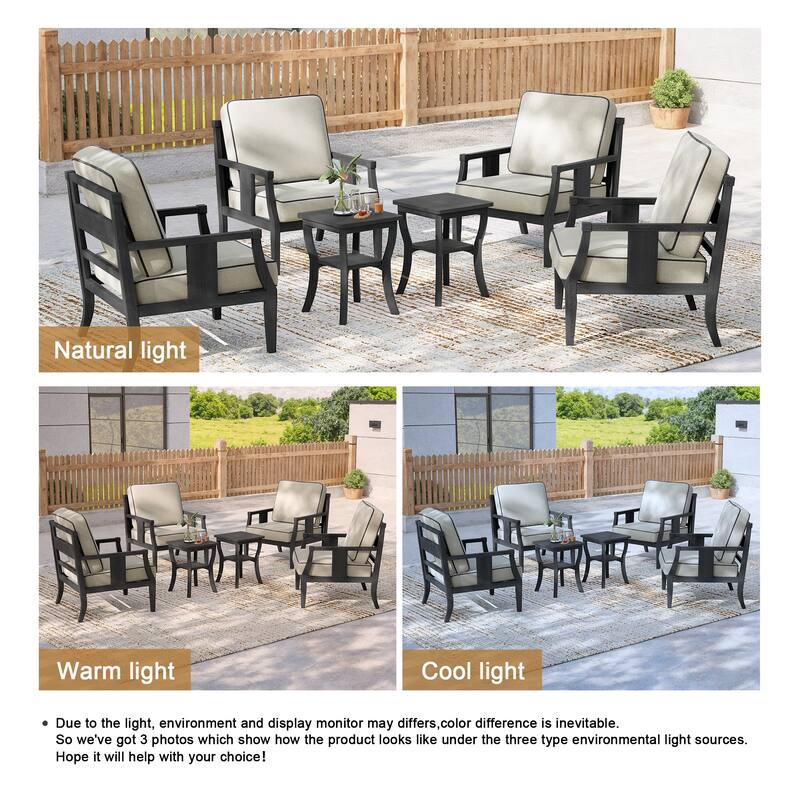 6-piece Outdoor Teak Seating Set Club Chairs with Cushions
