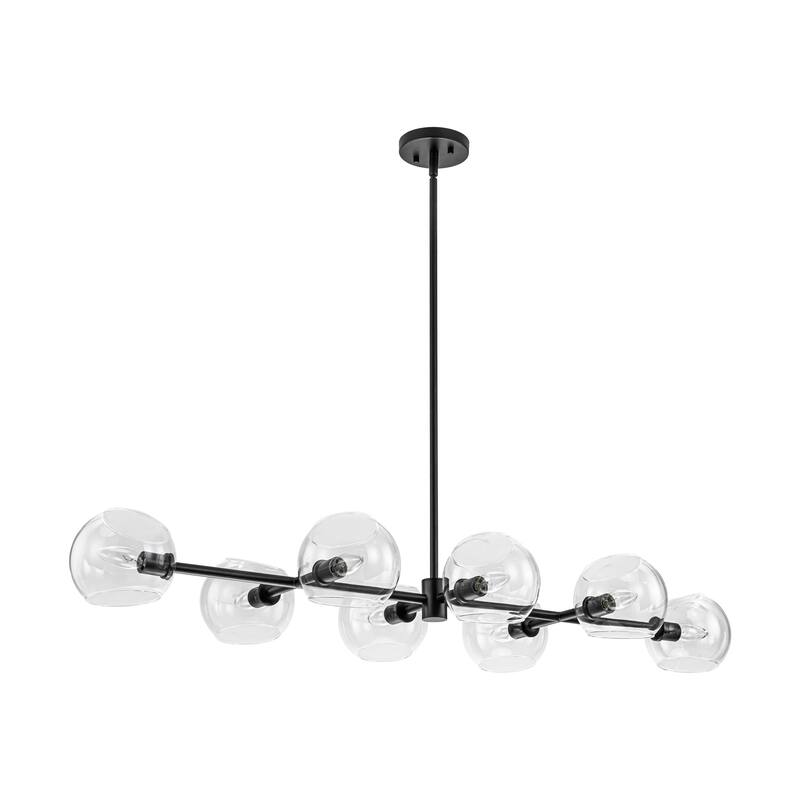 8-Light Modern Linear Clear Glass Globe Bubble Chandelier for Dining Room
