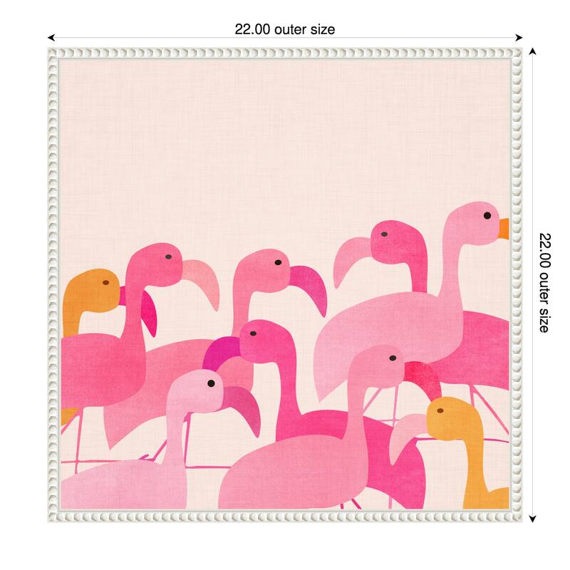 Flamingos by Kristian Gallagher Framed Canvas Wall Art - 22 x 22 in