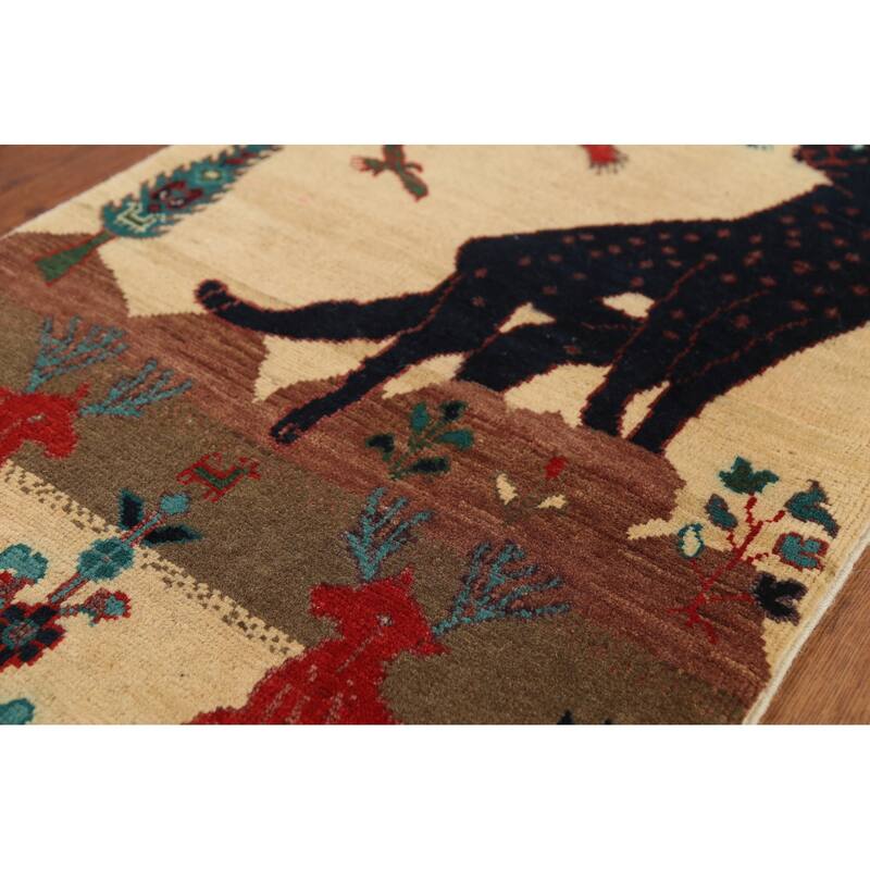 Animals Design Kazak Accent Rug Hand-Knotted Wool Carpet - 2'1"x 2'10"