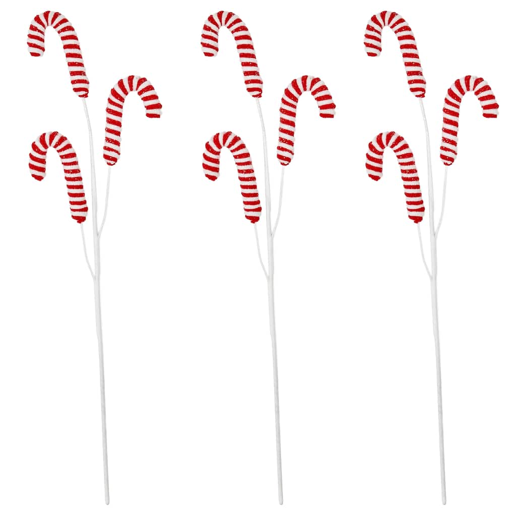26" Candy w/ Glitter Spray, White & Red, Set of 3 - Multicolor