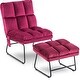 preview thumbnail 24 of 67, MCombo Accent Chair with Ottoman,Velvet Modern Side Pocket Metal Legs Club Chair,0014