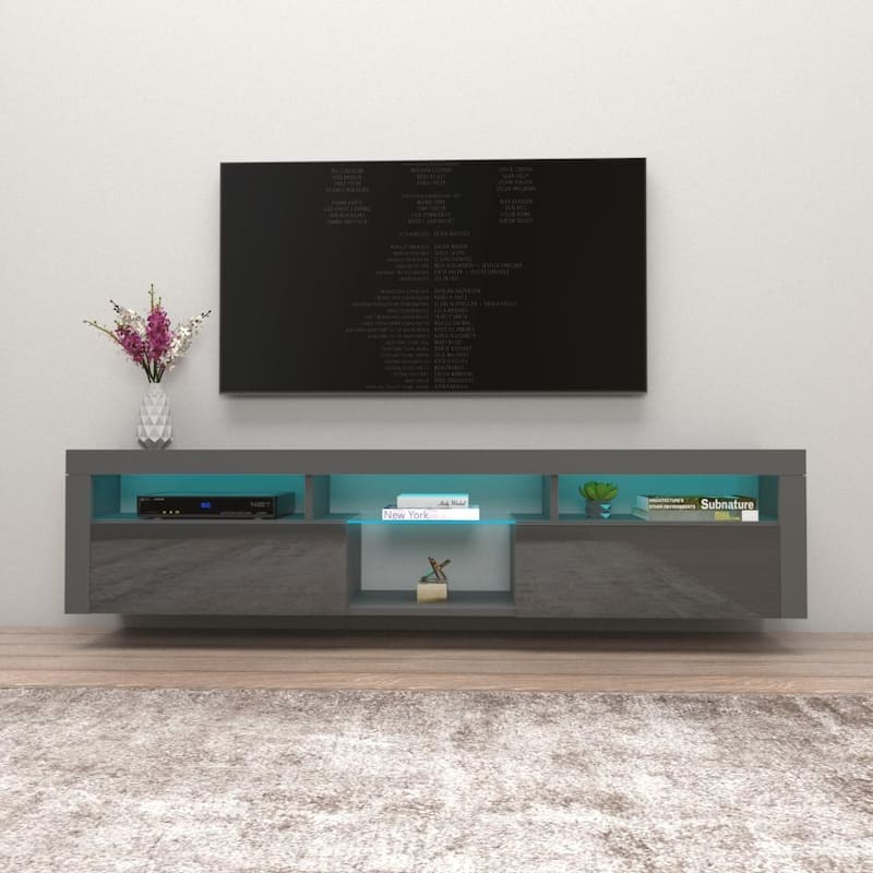 Bari 200 Wall Mounted Floating 79" TV Stand with 16 Color LEDs