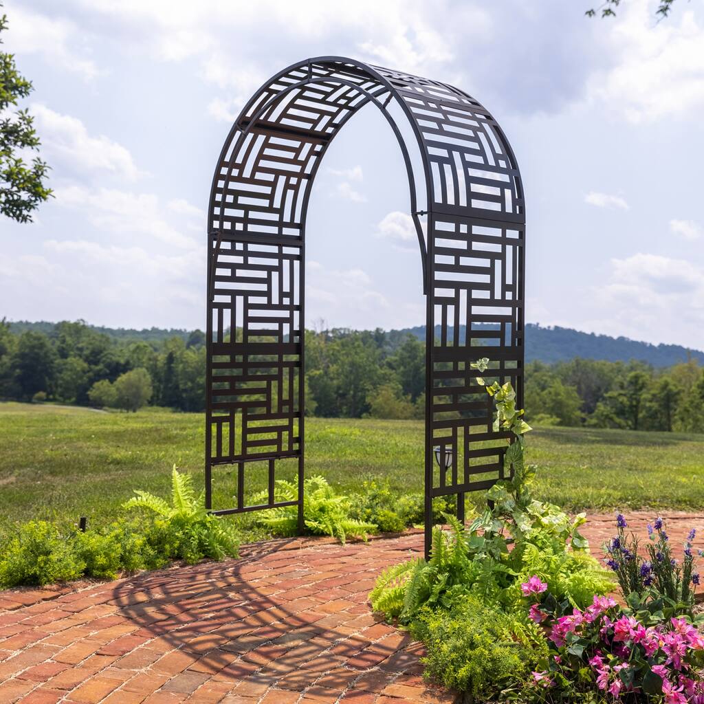 84" x 53" Geometric Metal Arch Arbor