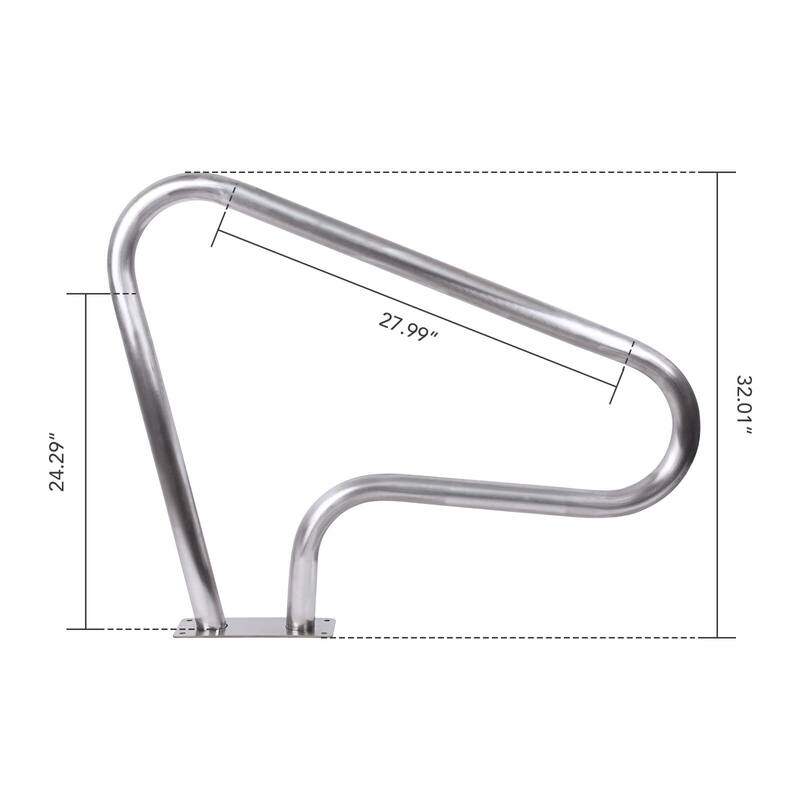 39"L x 32"H 304 Stainless Steel Swimming Pool Stair Rail with Grip Cover