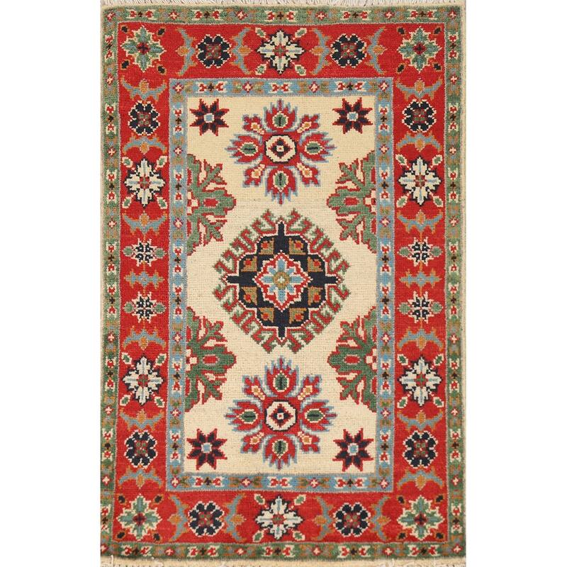 Traditional Kazak Oriental Foyer Rug Handmade Bedroom Wool Carpet - 2'0"x 3'0"