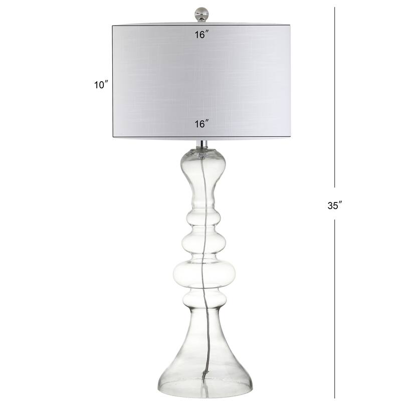 Alba 35" Curved Glass LED Table Lamp, Mercury Glass by JONATHAN Y