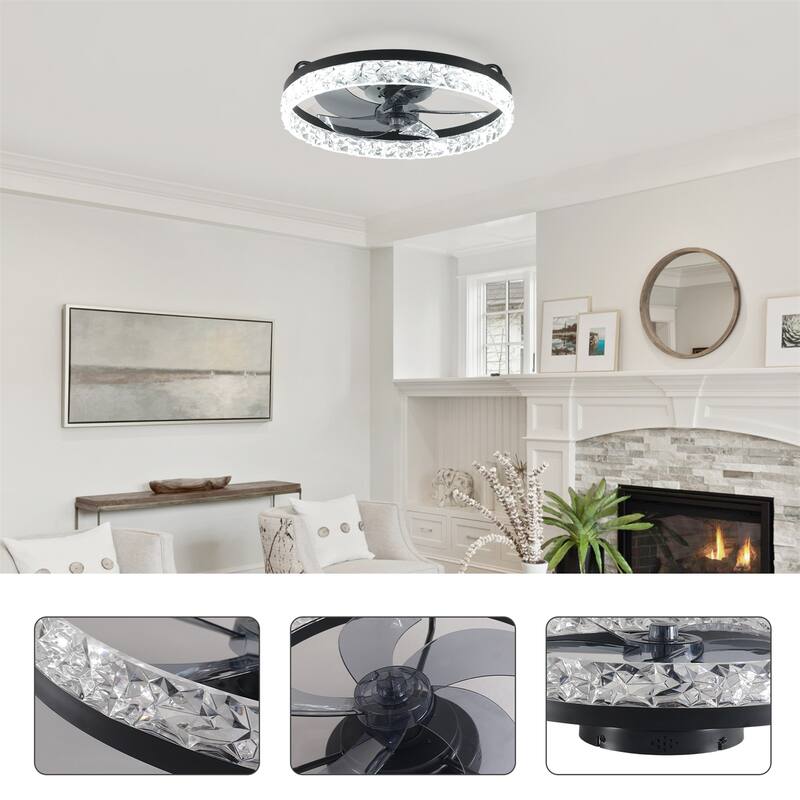 19" Iceberg Bedroom Fan Light w/ Remote Control & Reversible DC Motor with LED Light