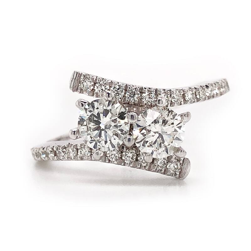 Auriya 14k Gold 1ctw Modern Two-stone Diamond Engagement Ring