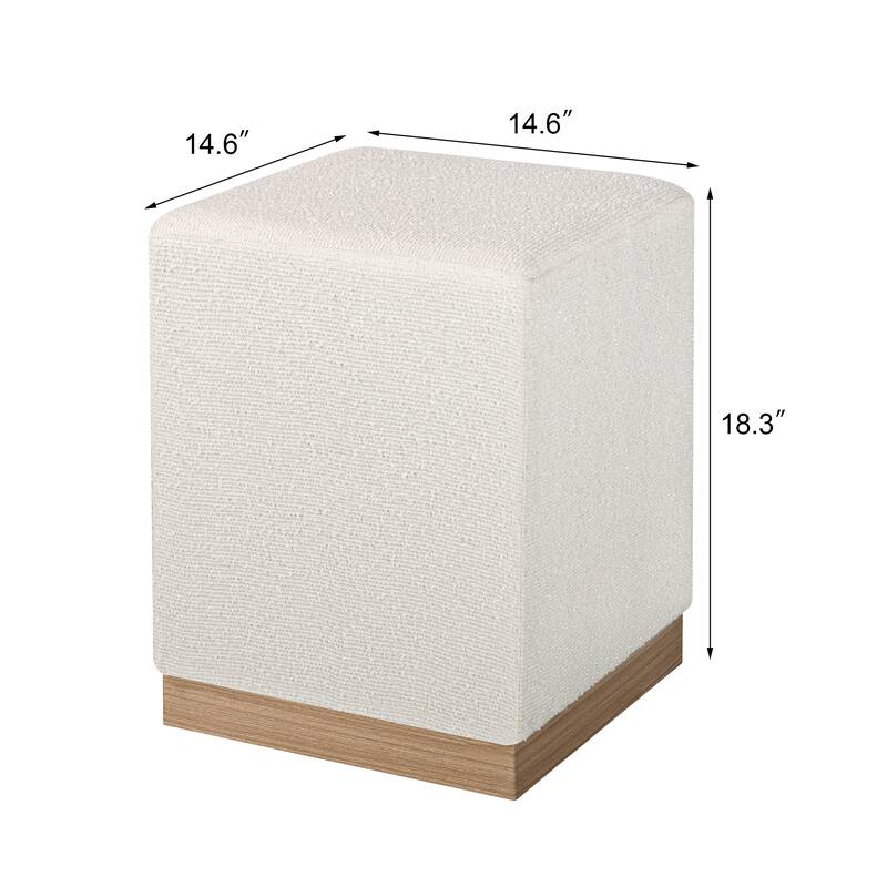 Adeco Ottoman Footrest Vanity Stool Gold Trim Footstool