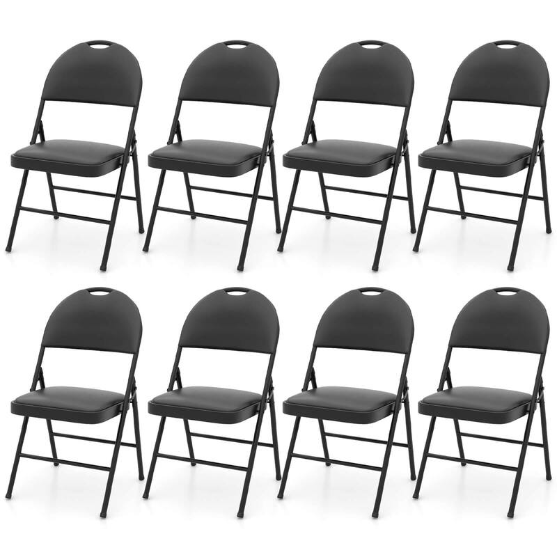 Costway 2/4/8/10/12 PCS Folding Padded Party Chairs with Metal Frame - 8 PCS - Set of 8