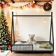 preview thumbnail 2 of 24, House-Shaped Metal Full Size Platform Bed with Triangle Structure and Guardrail,Sturdy Frame