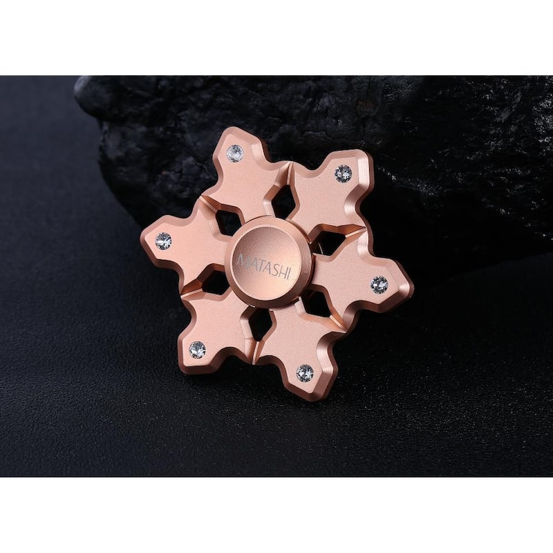 (Qty 2) Matashi Rose Gold Hanging Christmas Tree Snowflake Ornament w/ Crystals, Christmas Decorations for Holiday, Shiny metal