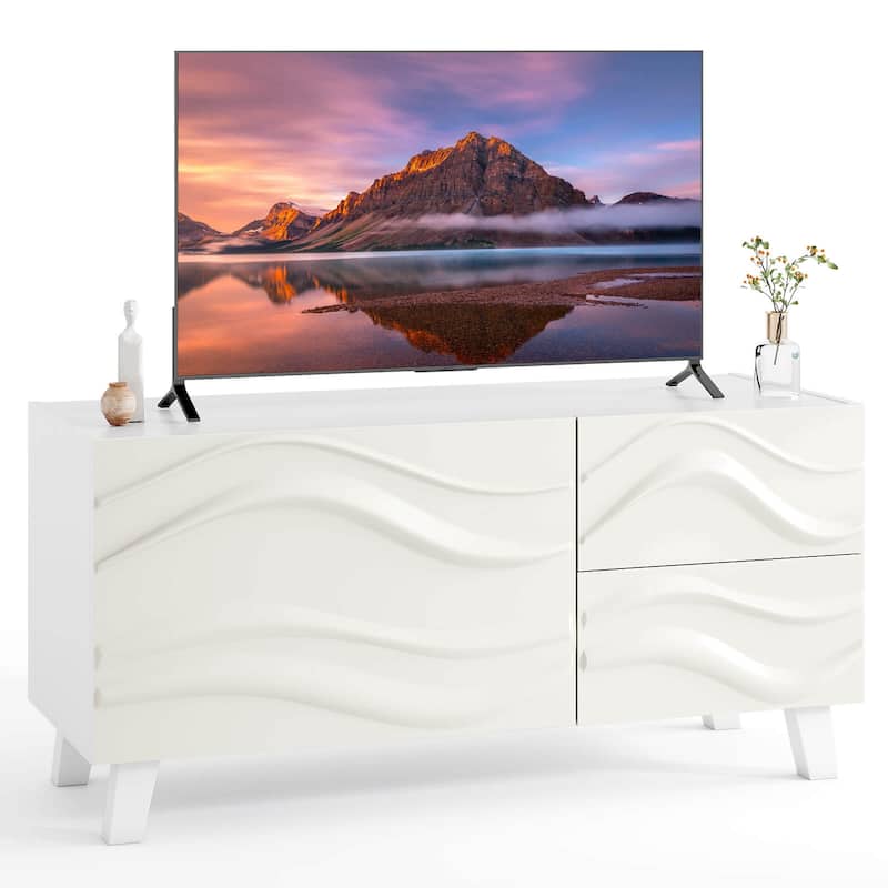 Modern TV Console Table Small TV Stand for TVs up to 44" - White