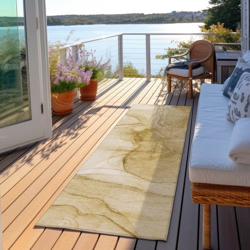 Elfi Artistic Abstract Weather Resistant Timeless Fusion Outdoor Rug
