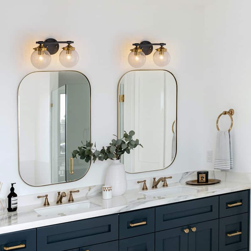 Crackled Glass Globe Wall Sconce Modern Vanity Light